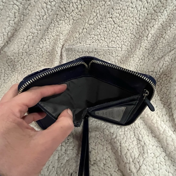 Coach Blue Patent Leather Zip Around Wristlet Wallet - Picture 9 of 10